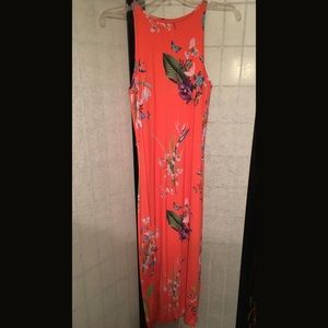Authentic Ted Baker blaze orange floral print midi